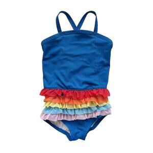 Hanna Andersson Rainbow Ruffle Swimsuit Size 2T